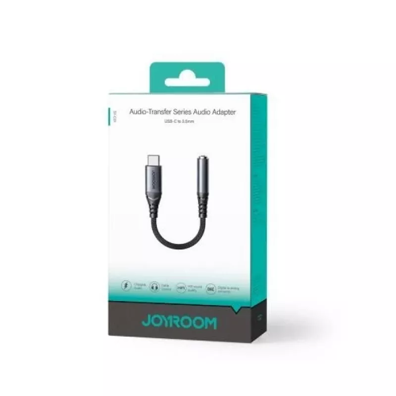 Joyroom SY-C01 USB-C į 3,5 mm garso adapteris su 60W PD įkrovimu, 0,14 m, juodas