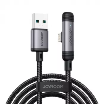 Joyroom USB-A į Lightning EnjoyX Series 90 laipsnių laidas A56, 3A, 480Mbps, 1,2m, juodas (S-A56)