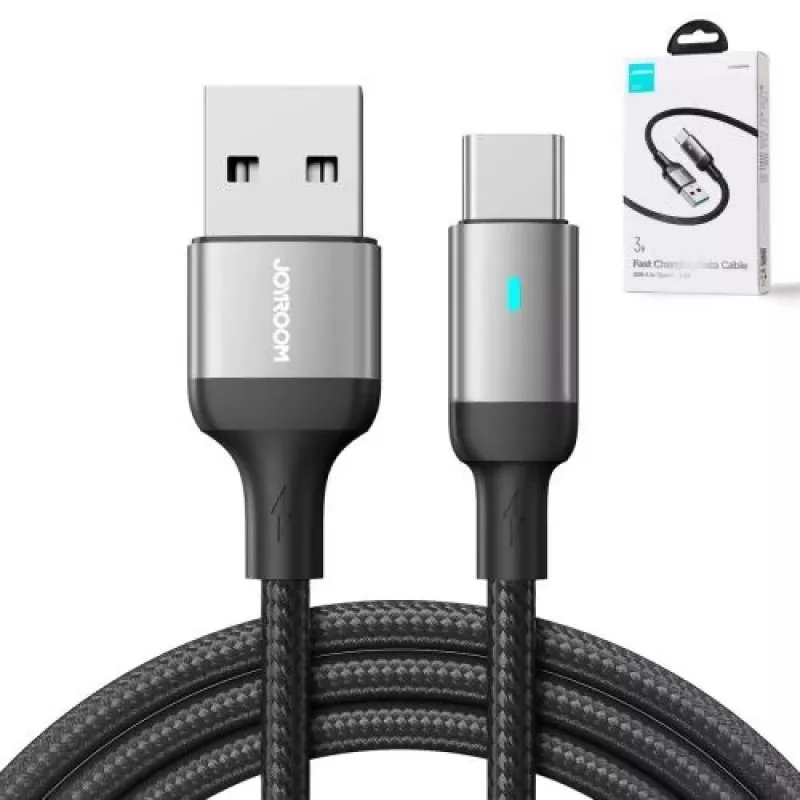 JOYROOM USB-A į USB-C duomenų laidas, 3A, 1,2 m, juodas (S-UC027A10)