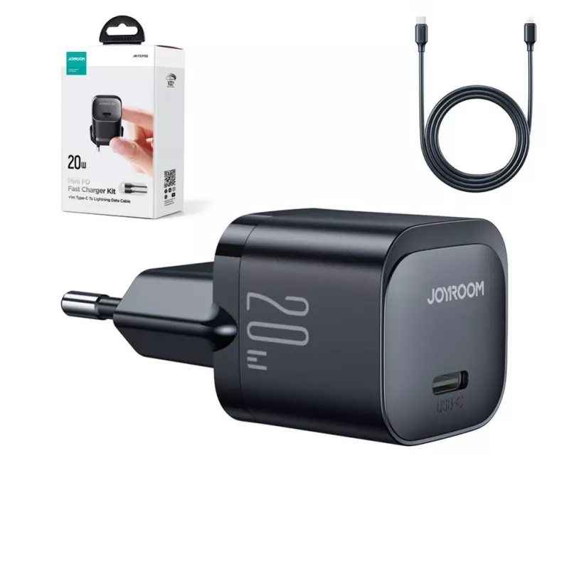 Joyroom USB-C 20W PD Mini Charger su USB-C į Lightning kabeliu - Juoda