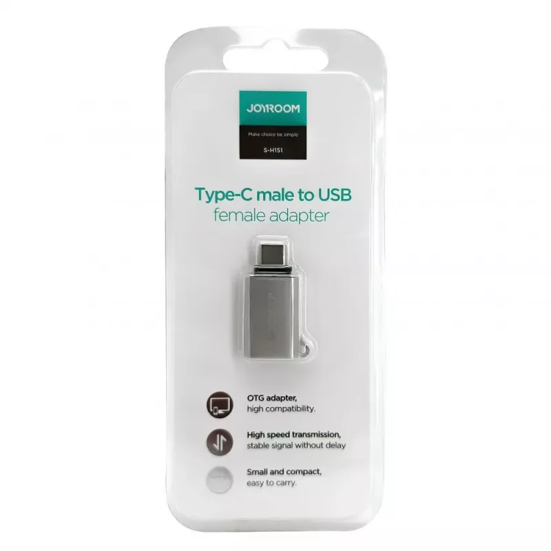 Joyroom USB-C Male to USB-A Female Adapter Mini S-H151 Silver