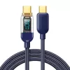 Joyroom USB-C į USB-C duomenų laidas 100W, 1,2m su skaitmeniniu ekranu mėlynas (S-CC100A4)