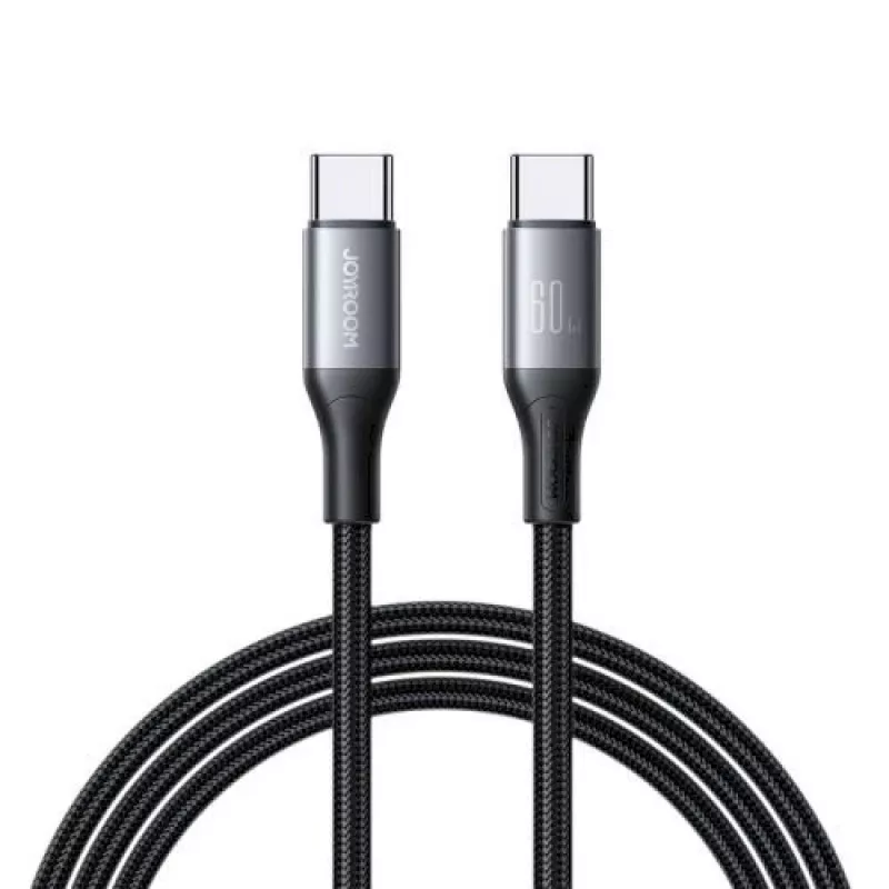 JOYROOM USB-C į USB-C Flash Series laidas A28 60W PD greitas įkrovimas 480Mbps duomenų sinchronizavimas 2m juoda