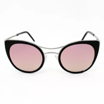 JPLUS Woman JP3038-01 Akiniai nuo saulės - Juodas acetato rėmelis, pilki polikarbonato lęšiai, UV400 apsauga, 51/25/145 mm