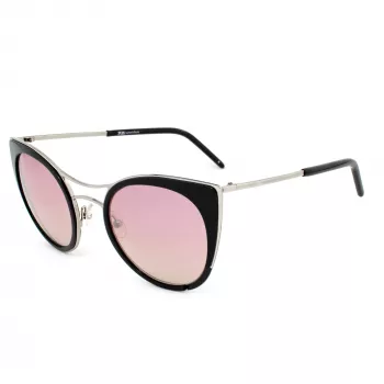 JPLUS Woman JP3038-01 Akiniai nuo saulės - Juodas acetato rėmelis, pilki polikarbonato lęšiai, UV400 apsauga, 51/25/145 mm