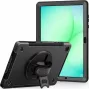 JT Berlin „Rugged“ dėklas su atrama ir rankų dirželiu, skirtas „Samsung Galaxy Tab A11+ 2025“, juodas, didmeninė pakuotė 30023