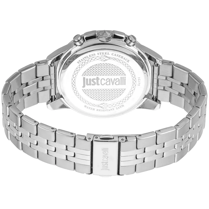 JUST CAVALLI MAN JC1G175M0255 Quartz Analog Watch 42mm Stainless Steel Mesh Bracelet Black Dial