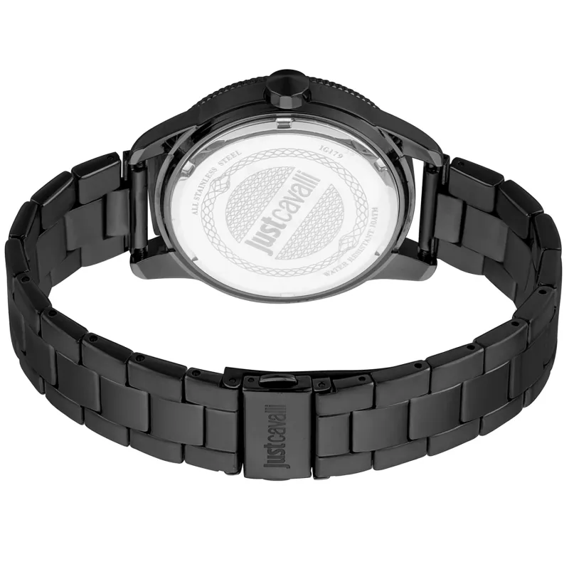 JUST CAVALLI MAN JC1G179M0085 42mm Quartz Analog Blue Dial Stainless Steel Mesh Bracelet Wristwatch