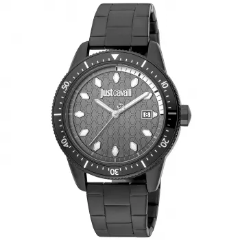 JUST CAVALLI MAN JC1G179M0085 42mm Quartz Analog Blue Dial Stainless Steel Mesh Bracelet Wristwatch