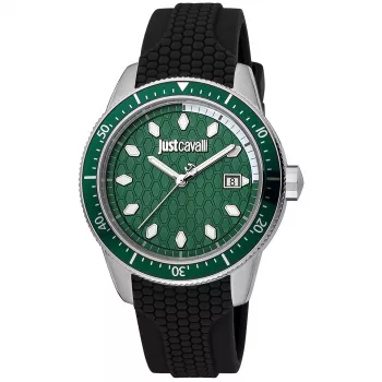 JUST CAVALLI MAN JC1G179P0015 42mm Quartz Analog Watch - Black Dial, Leather Strap