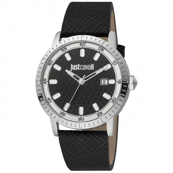 JUST CAVALLI MAN JC1G216L0015 42mm Blue Dial Leather Strap Quartz Watch