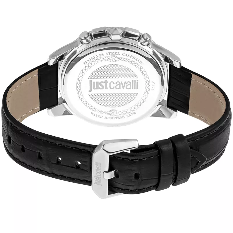JUST CAVALLI Vyriškas kvarcinis laikrodis JC1G175L0215 42mm Mėlynas ciferblatas Odinis dirželis