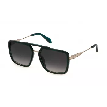 JUST CAVALLI Vyriški akiniai nuo saulės SJC040-580G61 - Geometrinis pilno apvado plastikinis rėmas su polikarbonatiniais lęšiais, UV400 apsauga, 58 mm lęšio plotis