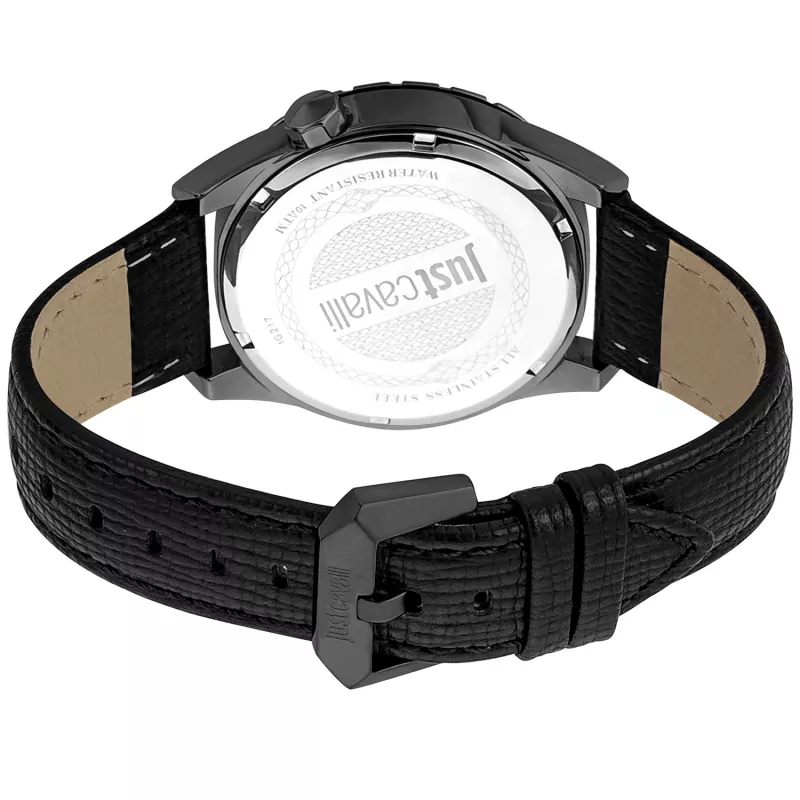 Just Cavalli vyriškas laikrodis JC1G217L0045 42mm juodas ciferblatas odinis dirželis