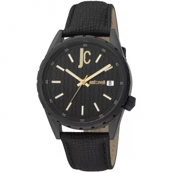 Just Cavalli vyriškas laikrodis JC1G217L0045 42mm juodas ciferblatas odinis dirželis