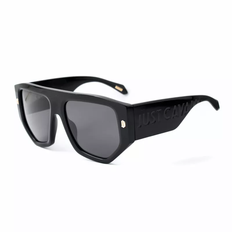 JUST CAVALLI Unisex akiniai nuo saulės SJC097V580700 juodas acetatinis rėmelis pilki polikarbonatiniai lęšiai 58/17/140 mm