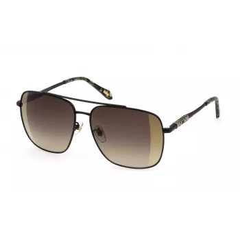 JUST CAVALLI Moteriški Akiniai nuo Saulės SJC030-61305G - Blizgantis Juodas Rėmelis, Pilki Gradientiniai Lęšiai, 61 mm