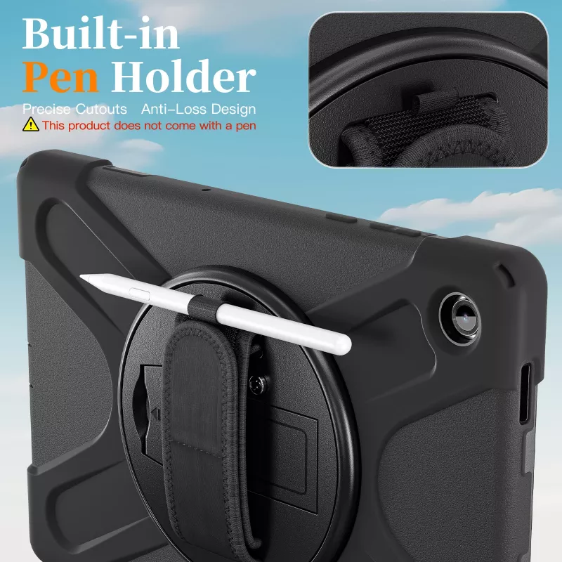 JUST MUST JM Rugged Case Grip, skirta Samsung Galaxy Tab A11+, su dirželiu, juoda