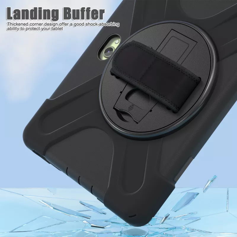 JUST MUST JM Rugged Case Grip, skirta Samsung Galaxy Tab Active Pro / Active4 Pro / Active5 Pro su dirželiu, juoda