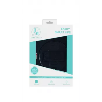 JUST MUST JM Rugged Case Grip, skirta Samsung Galaxy Tab Active Pro / Active4 Pro / Active5 Pro su dirželiu, juoda