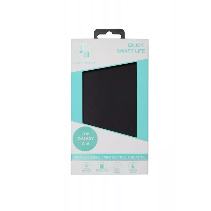 JUST MUST JM STAND FLIP CASE, skirtas Galaxy A16, juodos spalvos