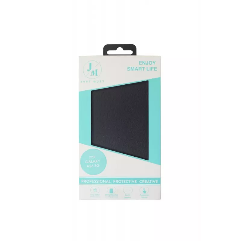 JUST MUST JM STAND FLIP CASE, skirtas Galaxy A26, juodos spalvos