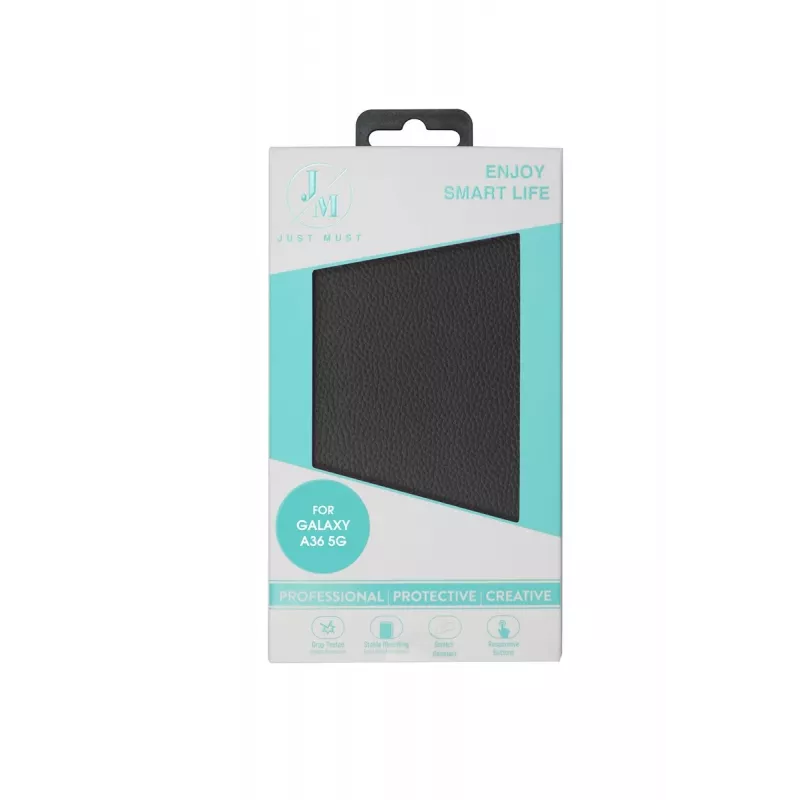 JUST MUST JM STAND FLIP CASE, skirtas Galaxy A36, juoda