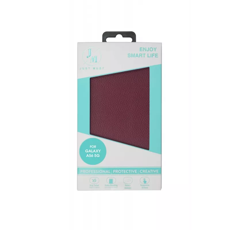 JUST MUST JM STAND FLIP CASE, skirtas Galaxy A56, bordo spalvos