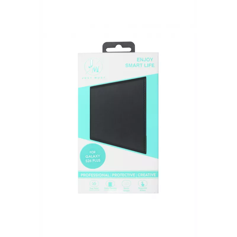 JUST MUST JM STAND FLIP CASE, skirtas Galaxy S26 Plus, juoda