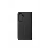 JUST MUST JM Stand Flip Case, skirtas Samsung Galaxy A35 5G, juodos spalvos – PU odos dėklas su kortelių kišenėmis ir atrama