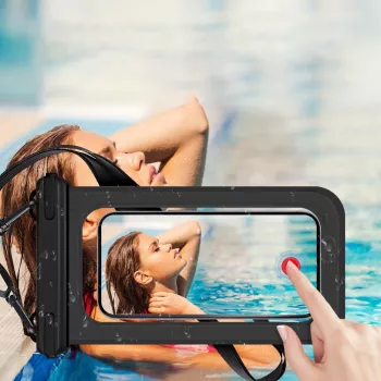 JUST MUST vandeniui atsparus telefono maišelis juodas – IPX8 30m panardinamas dėklas išmaniesiems telefonams