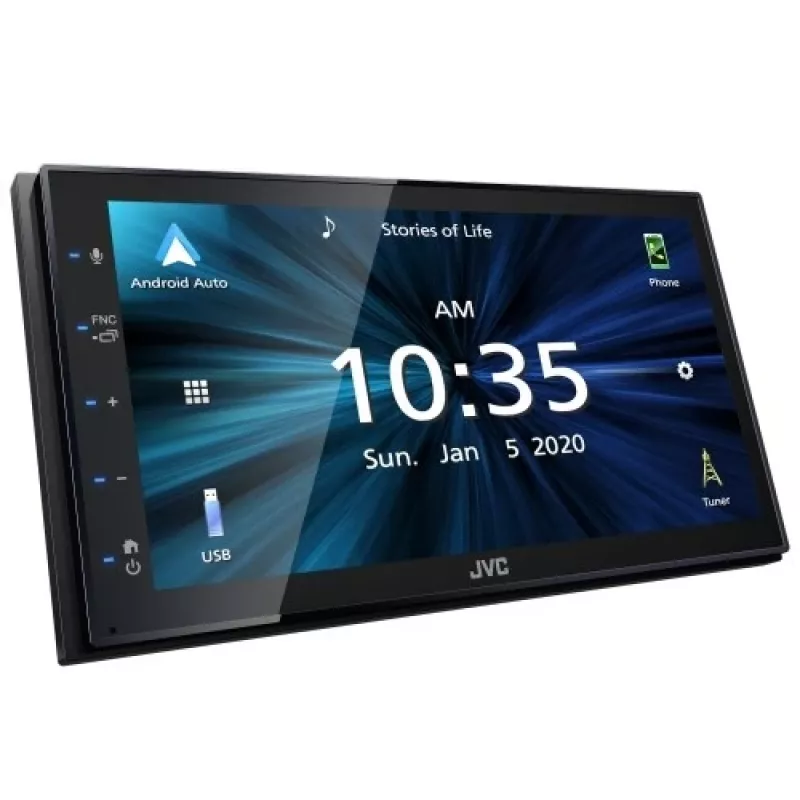 JVC KW-M560BT 6.8 inch Bluetooth automobilinis medijos imtuvas su 13 juostų ekvalaizeriu, Android veidrodžiu, 3 išėjimais ir galine USB