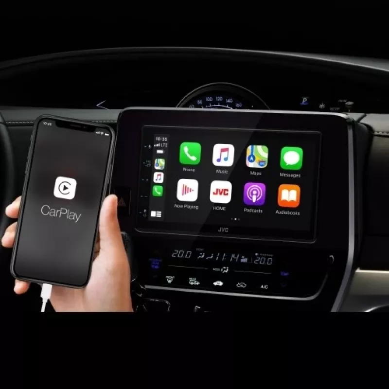 JVC KW-M560BT 6.8 inch Bluetooth automobilinis medijos imtuvas su 13 juostų ekvalaizeriu, Android veidrodžiu, 3 išėjimais ir galine USB