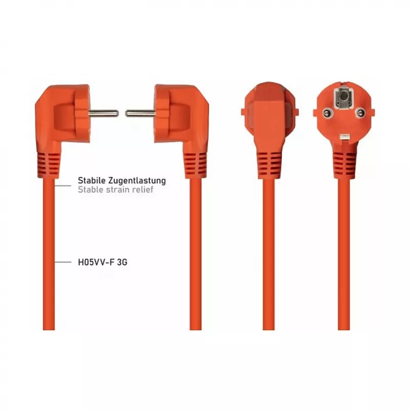 Kabelmeister kampinis Schuko į C13 maitinimo laidas 0.5m oranžinis