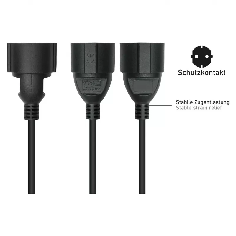 Kabelmeister C14 į Schuko lizdą maitinimo adapterio laidas 0,15 m juodas