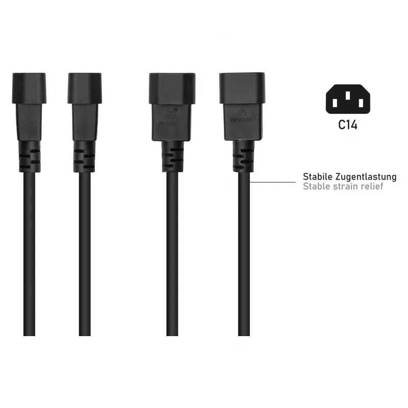 Kabelmeister C14 į Schuko lizdą maitinimo adapterio laidas 0,15 m juodas