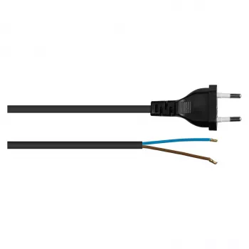 Kabelmeister Euro maitinimo laidas su atviru galu, H03VVH2-F, 2 x 0.75 mm², 3 m, Juodas