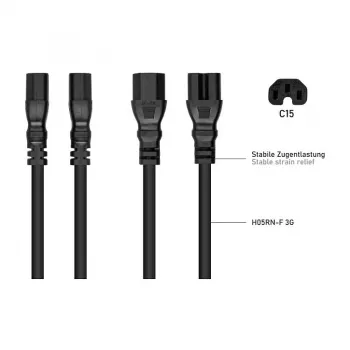 Kabelmeister IEC C14 į C15 maitinimo laidas 3 m (SK1450-S030) – juodas