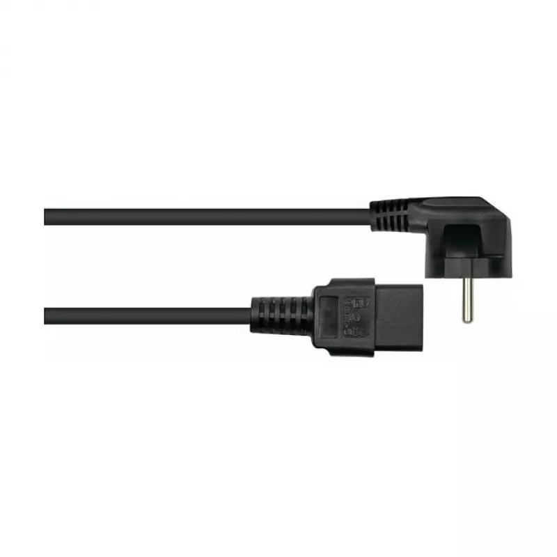 Kabelmeister Schuko (CEE 7/4) į C19 maitinimo laidas, 1m, 90° kampu, juodas