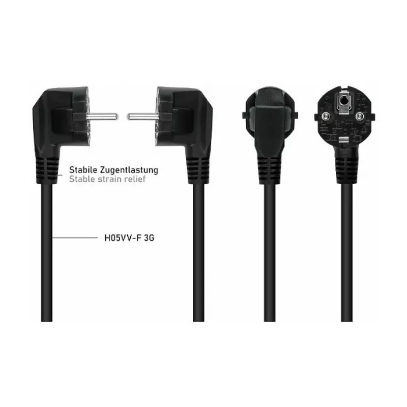 Kabelmeister Schuko kištukas (90° kampu) į 2x IEC C13 Y formos maitinimo skirstytuvą, 2m, juodas