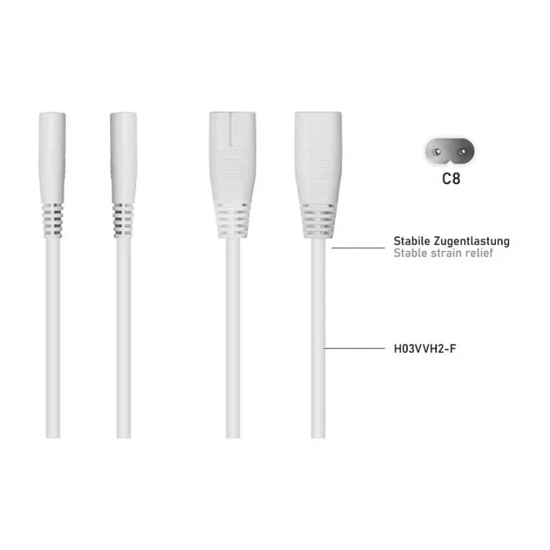 KABELMEISTER SK0877-W003 maitinimo skirstytuvo laidas IEC C8 į 2x IEC C7, 0,3 m, juodas