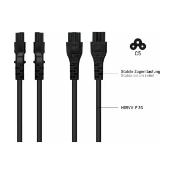 Kabelmeister SK6505-S018 maitinimo laidas - itališkas I tipo kištukas į IEC C5, juodas, 1.8m