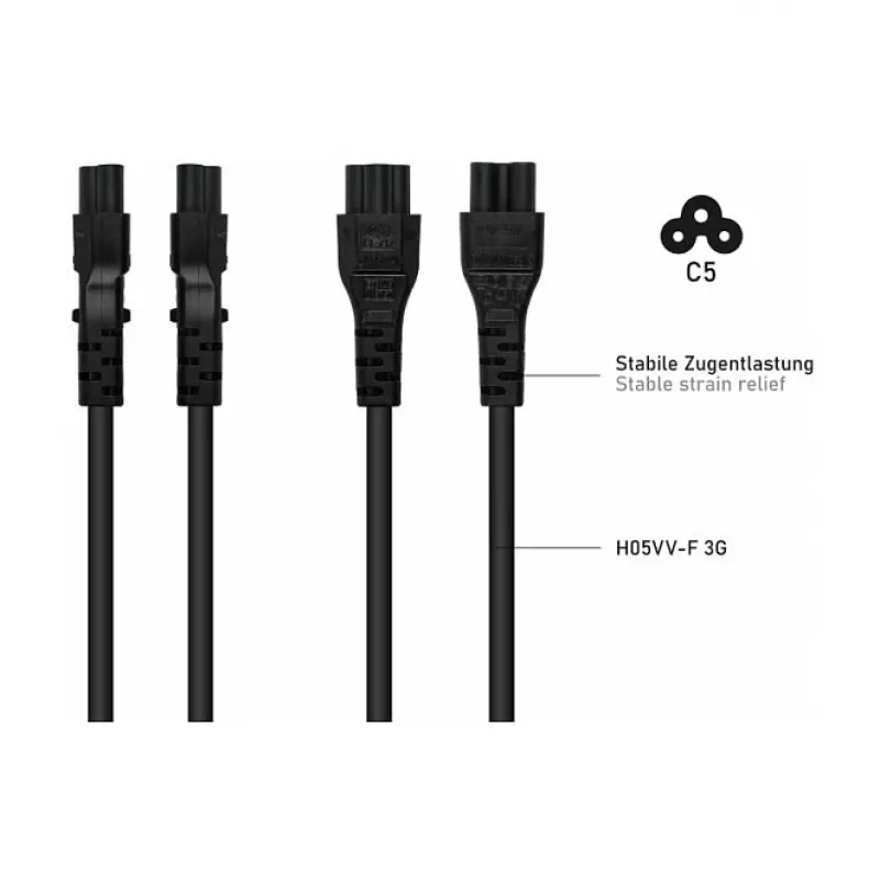 Kabelmeister SK6505-S018 maitinimo laidas - itališkas I tipo kištukas į IEC C5, juodas, 1.8m