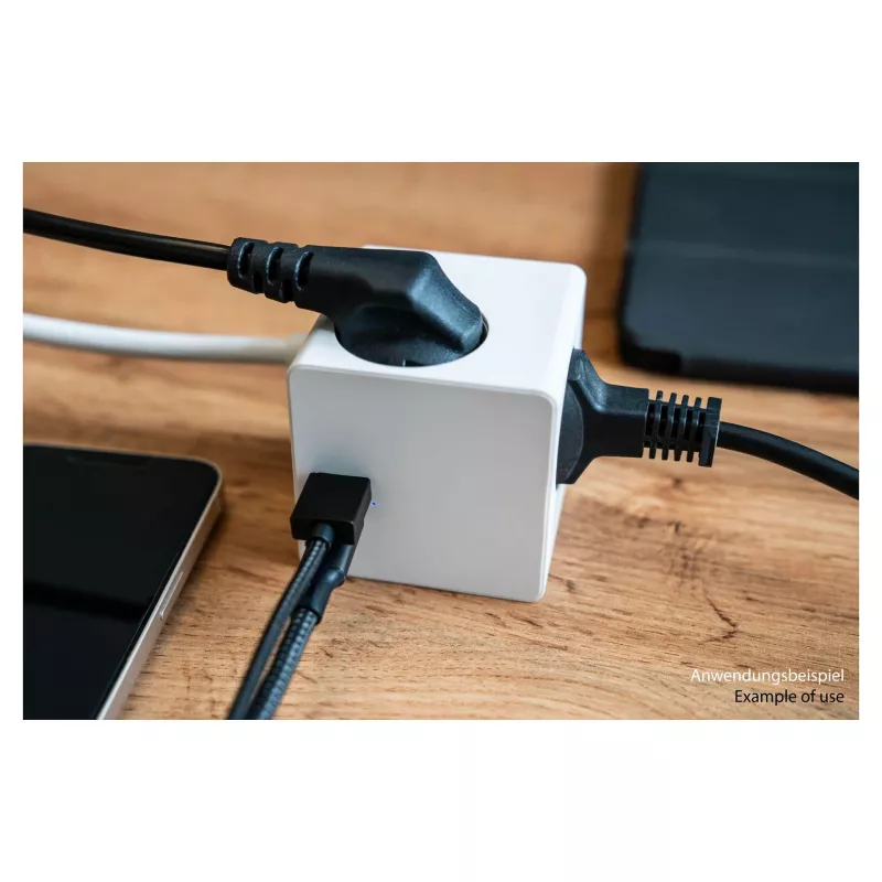 kabelmeister Socket Cube 3 lizdai su USB-C ir USB-A, baltas, 2m