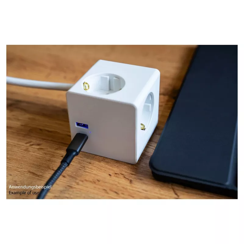 kabelmeister Socket Cube 3 lizdai su USB-C ir USB-A, baltas, 2m