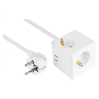 kabelmeister Socket Cube 3 lizdai su USB-C ir USB-A, baltas, 2m