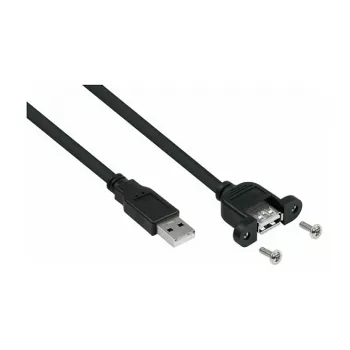 Kabelmeister USB 2.0 ilginamasis laidas, Type-A kištukas į skydelyje montuojamą Type-A lizdą, 1 m, juodas