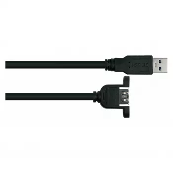 Kabelmeister USB 3.0 ilginamasis laidas, montuojamas į skydą, Type-A kištukas į Type-A lizdą, 0,3 m, juodas, UL sertifikuotas