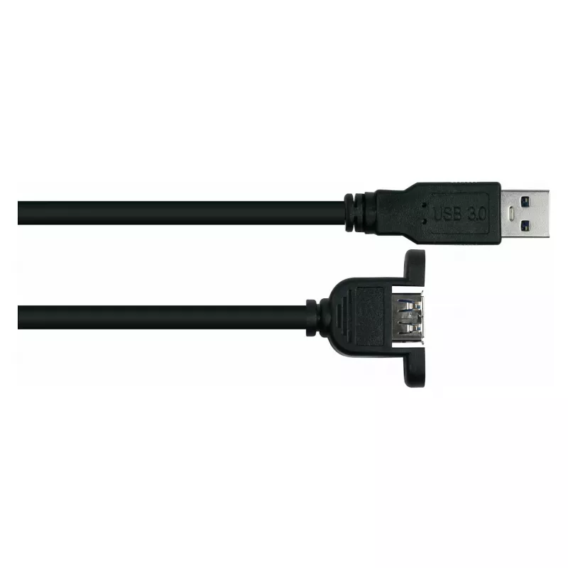 Kabelmeister USB 3.0 panelinis prailginimo kabelis, USB-A kištukas į USB-A lizdą, 0.5 m, juodas, UL sertifikuotas