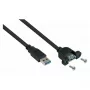 Kabelmeister USB 3.0 panelinis prailginimo kabelis, USB-A kištukas į USB-A lizdą, 0.5 m, juodas, UL sertifikuotas